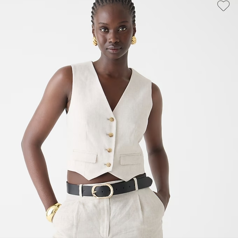 J. Crew Cream Vest with Gold Buttons